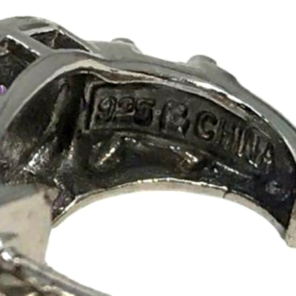 Amethyst & Diamond Accent Half Hoop Sterling Silver Earrings - Picture 11 of 13